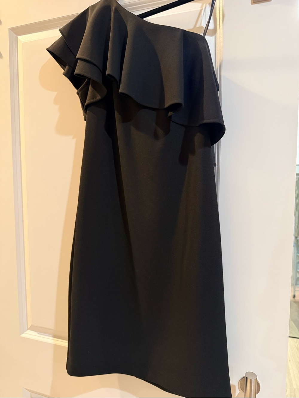 Black One-Shoulder Ruffle Dress